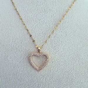 Stainless Steel Full Crystal Gold Heart Pendant Necklace